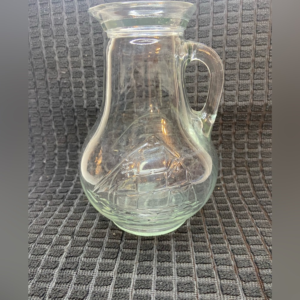 Vintage Clear Glass Clipper Ship Juice Milk Pitcher 6-1/2”